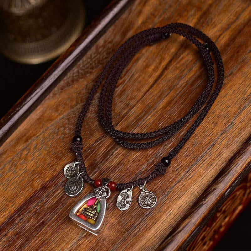 Qiyuan Tibetan Medicine Buddha Compassion Braided Rope Necklace Pendant